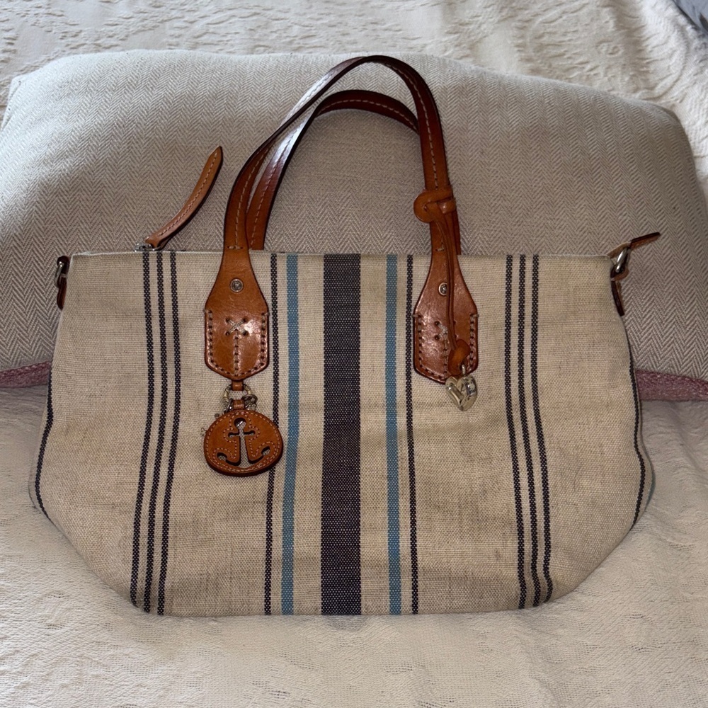 *Needs Cleaning* Brighton HURLEY Soft Canvas Nautical Bag *Missing Strap*